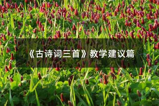 《古诗词三首》教学建议篇